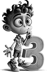 SerJi cartoon character form of a number 3